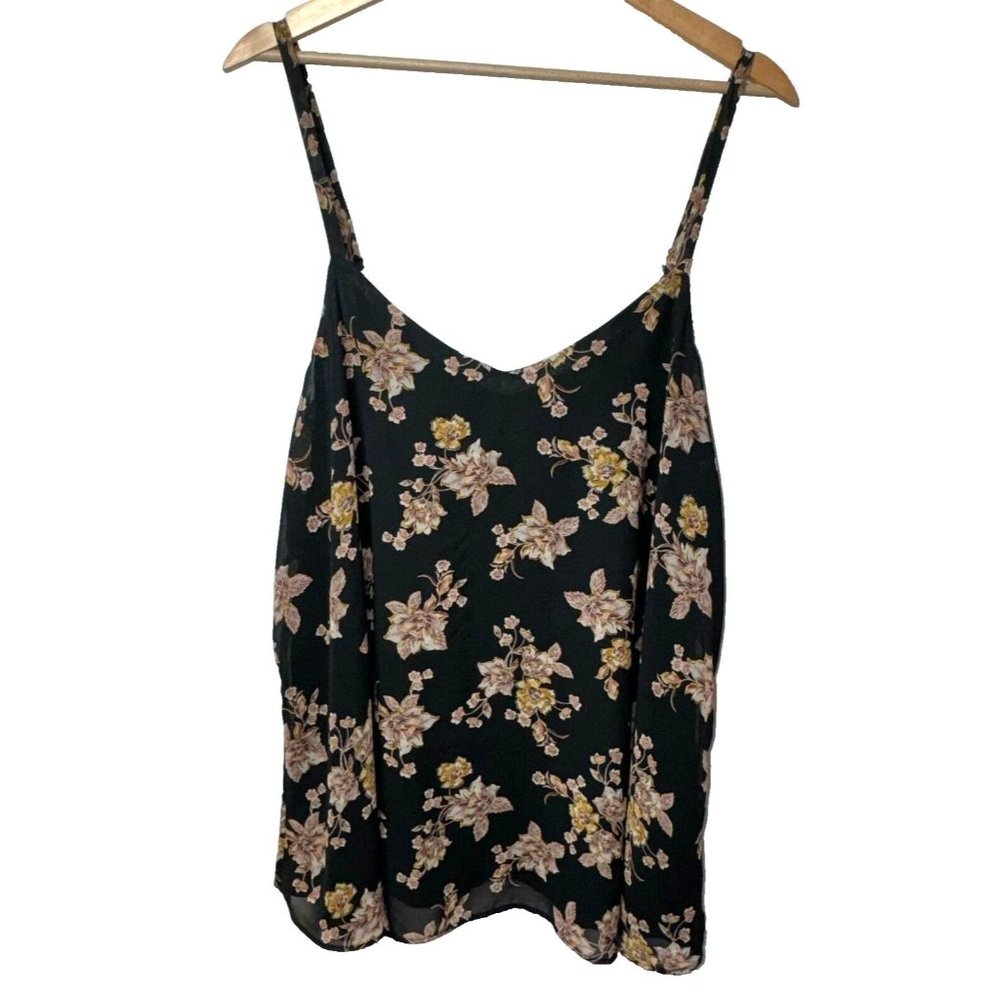 Torrid Black Floral Tank Top Size 1
